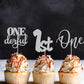 24Pack First Birthday Cupcake Topper - Glitter Silver One Cupcake Picks,1St Birthday Cupcake Decorations Supplies (Silver)