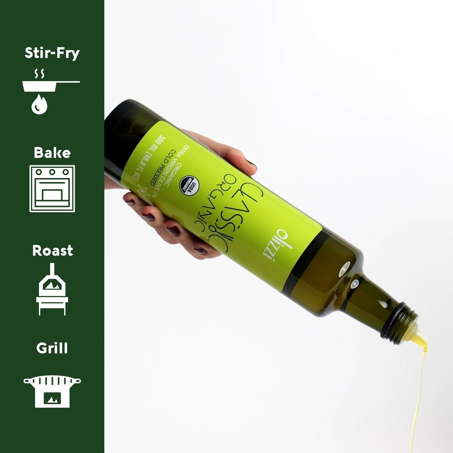 Olizzi Classic Organic Olive Oil Extra Virgin Cold Pressed, New Harvest, Hand Picked, Usda Organic, Kosher, Smooth And Fruity Ev