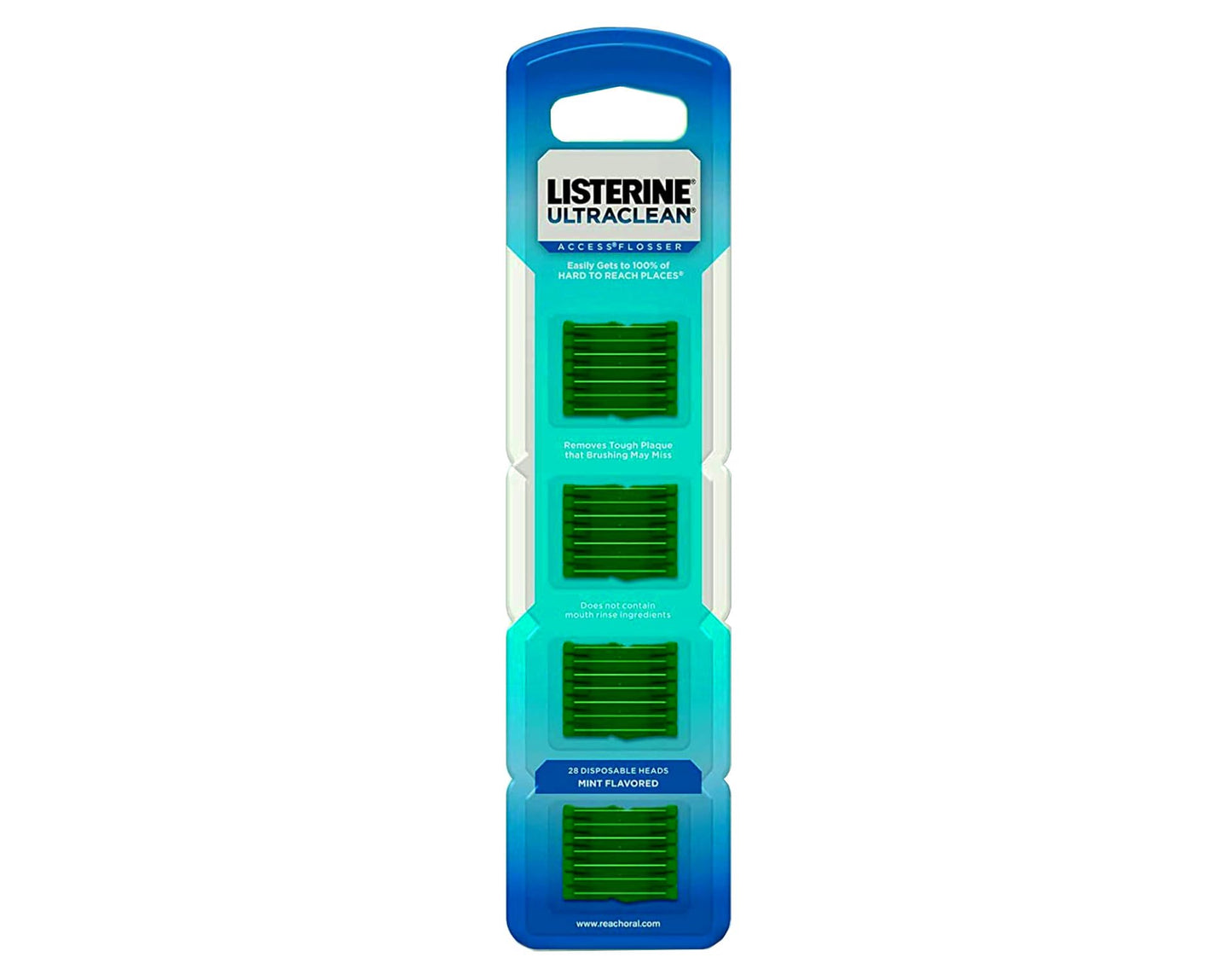 Listerine Ultraclean Access Flossers Disposable Heads Fresh Mint Crystals 28 Each (Pack Of 4)