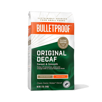 Bulletproof Original Medium Roast Whole Bean Decaf Coffee, 12 Ounces, 100% Arabica Coffee Sourced From Central And South America