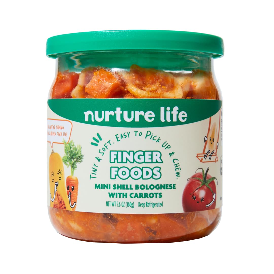 Nurture Life Finger Foods, Mini Shell Bolognese With Carrots, Freshly Made Baby & Toddler Meals, Stage 3 Finger Foods For Self-F