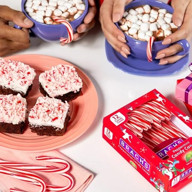 Brachs Peppermint Candy Canes - Individually Wrapped Bulk Christmas Candy Canes - Holiday Classic Candy - Stocking Stuffer Candy - Bulk Candy Box (36 Count)
