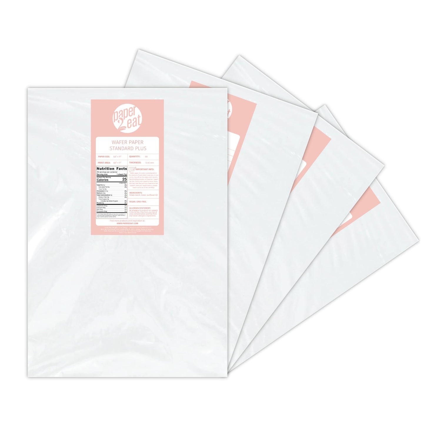 Printable Edible Wafer Paper Sheets from paper2eat (0.40 mm - 200 count/Plain)