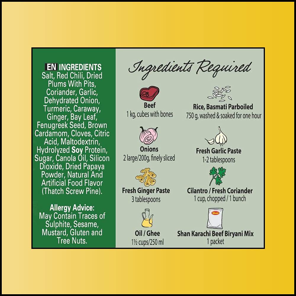 Shan Biryani Masala Mix - Authentic Beef Spice Mix, Hot & Spicy, 2.11 oz (Pack of 2)