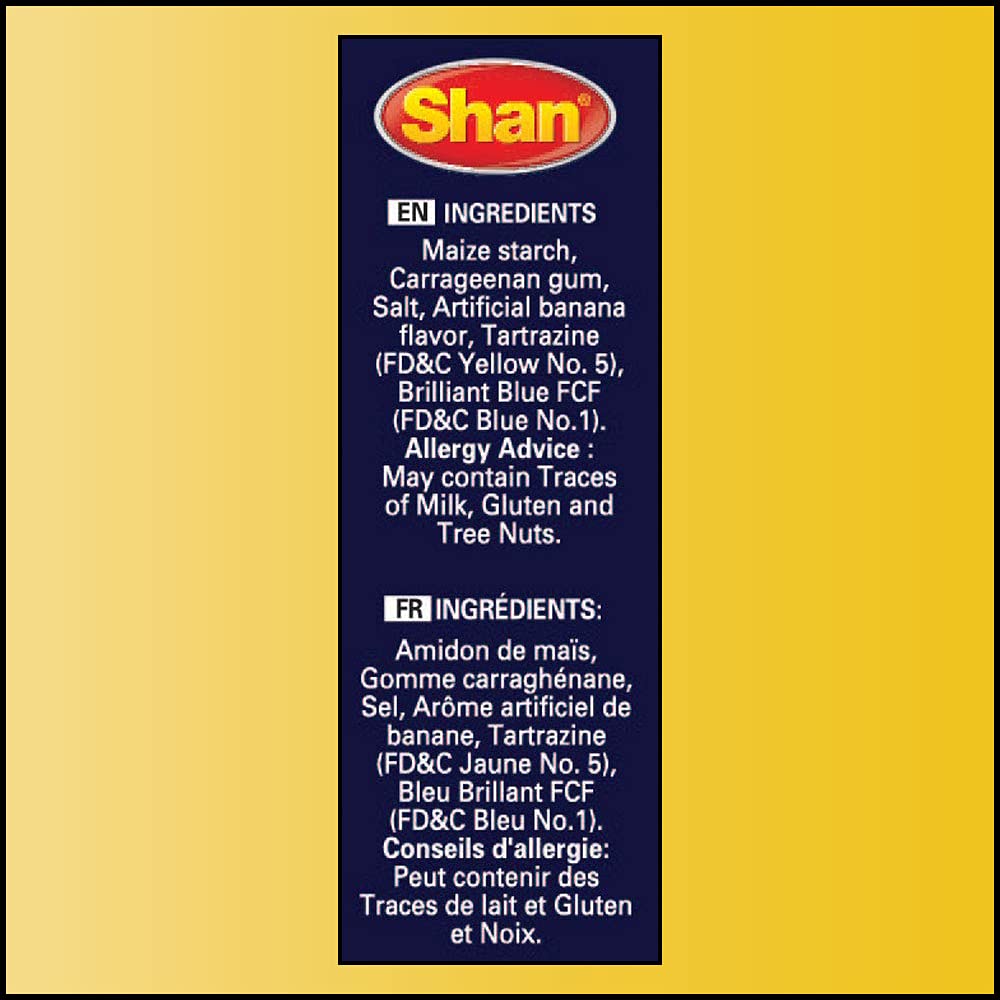 Shan Custard Powder Banana - Essential Dessert, Pack of 6, 7 oz (200g), Vegetarian Friendly, Airtight Bag in a Box