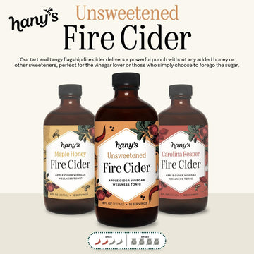 Hanys Harvest Fire Cider Sampler Pack - All-Natural, Non-GMO, Gluten-Free - 8 fl oz Glass Bottle (Pack of 3)