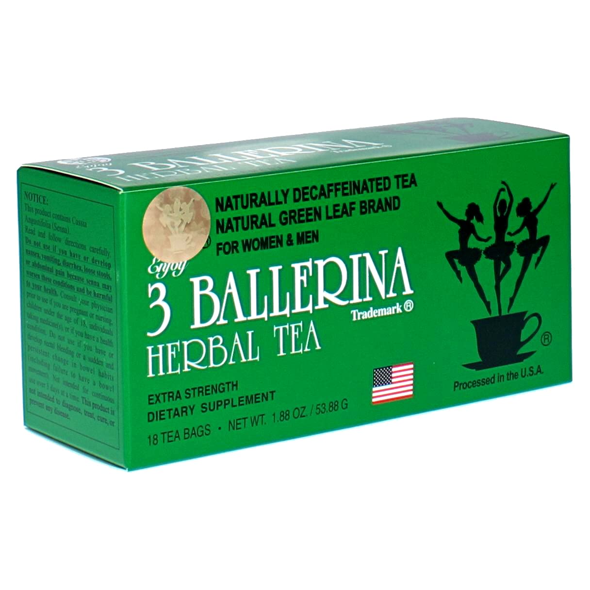 3 Ballerina Extra Strength Tea Drink - Herbal Weight Loss & Detox - 20 Tea Bags