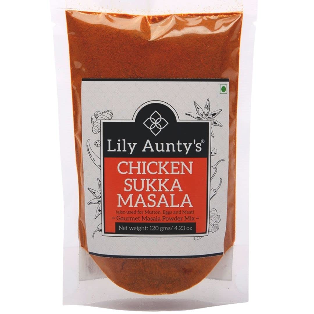 Lily Auntys Chicken Sukka Masala Powder | Quantity - 120g (Pack of 1) | Mangalorean Masala Powder Mix | Ideal for Prawns, Fish, 