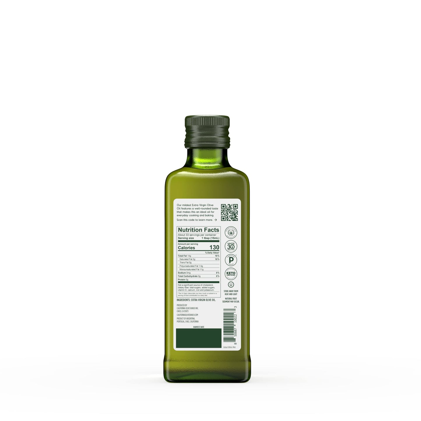 California Olive Ranch Extra Virgin Olive Oil Global Blend, 500mL (16.9 Fl Oz), Mild Flavor