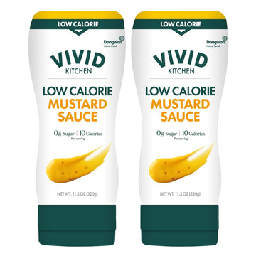 Vivid Kitchen Low-Calorie Mustard Sauce - 2 Pack - Low Sugar, 10 Cal/Serving - Allulose Sweetened, No Preservatives Or Msg - Easy Squeeze Bottle - Healthy, Flavorful Mustard For Sandwiches, Dressings, Marinades & More