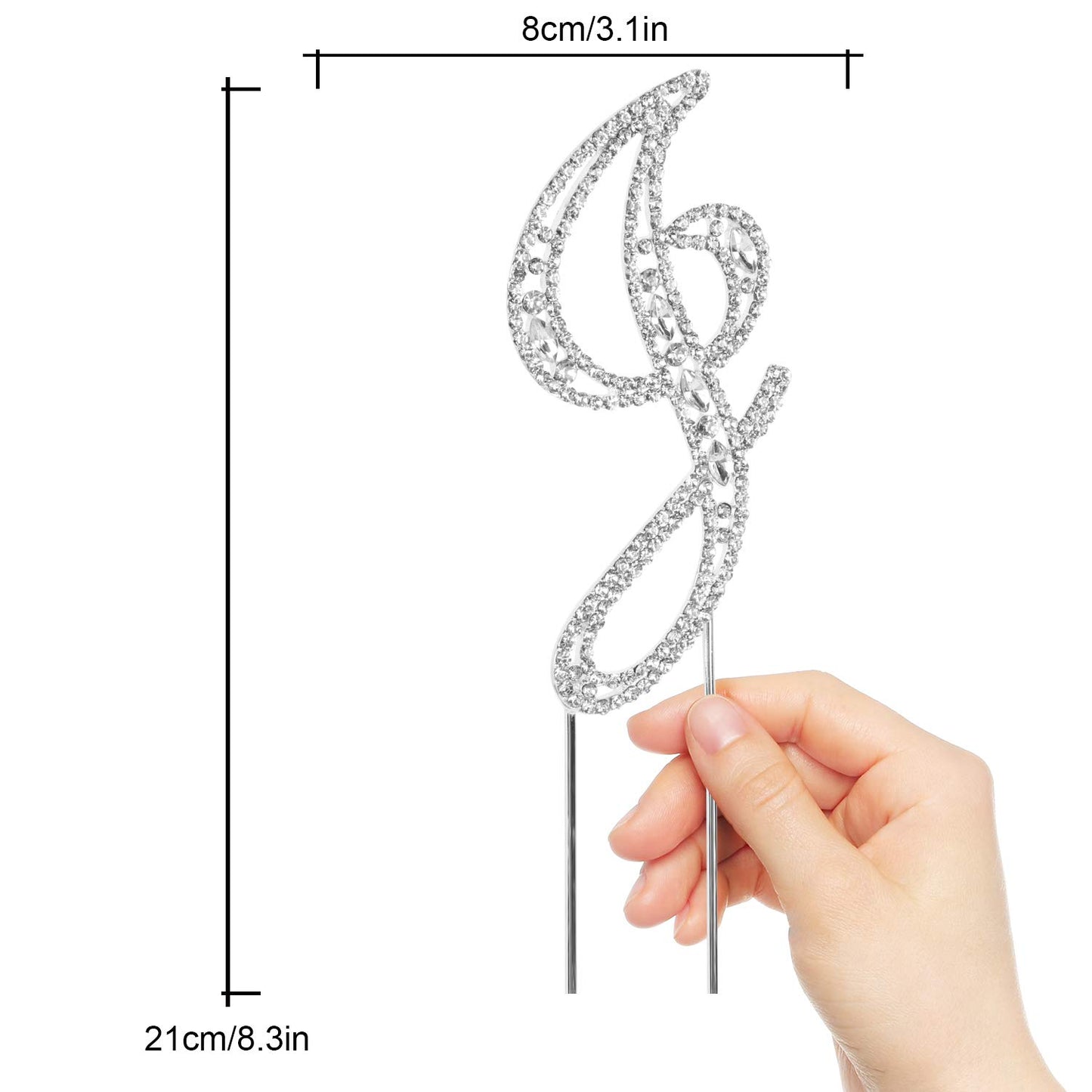 LINGPAR Silver Rhinestone Crystal Letter J Cake Topper for Wedding or Birthday Party Decoration