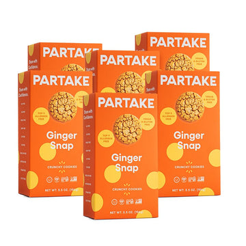 Gluten Free Crunchy Ginger Snap Cookies By Partake | Vegan (5.5Oz, 6 Packs) | Non-Gmo, Allergy-Friendly | No Peanuts, Soy, Dairy, Tree Nuts
