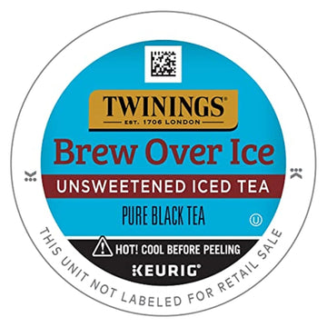 Twinings Brew Over Ice Unsweetened Black Iced Tea K-Cup Pods For Keurig, Caffeinated - 12 Count