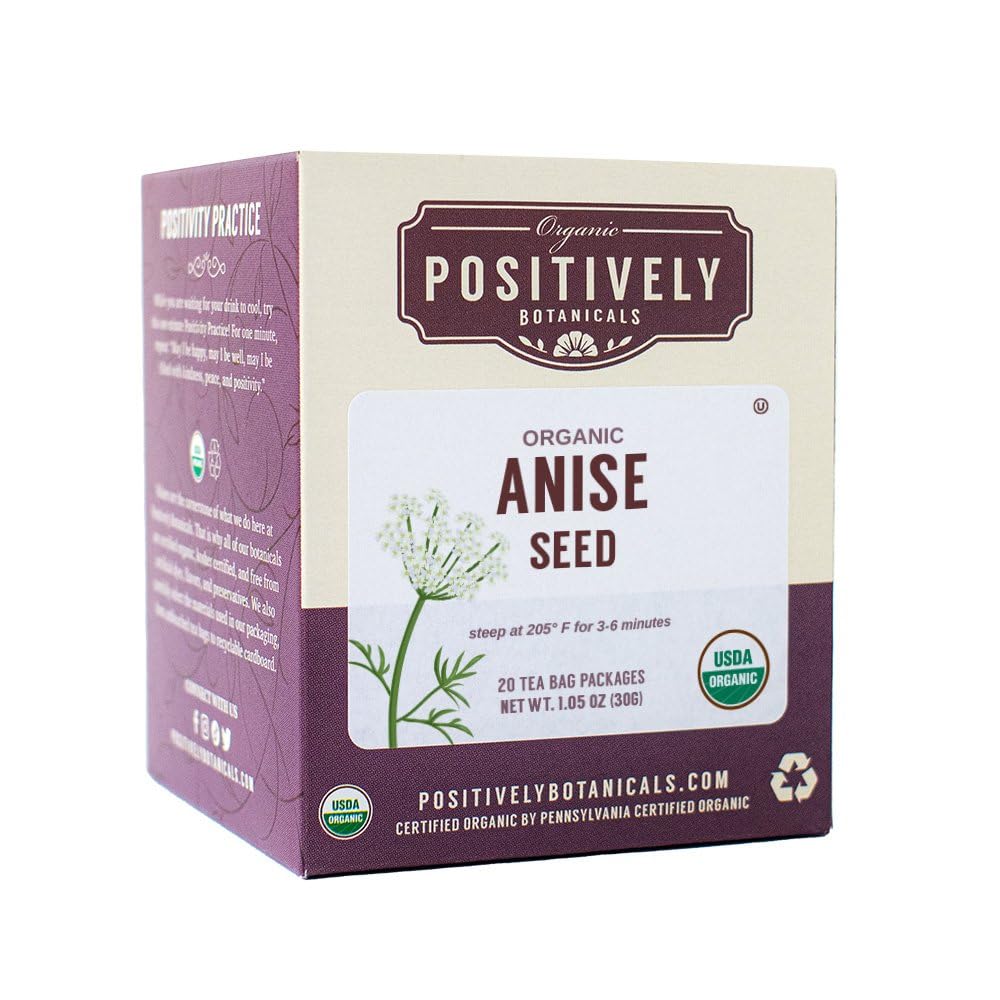 Organic Positively Botanicals Company, Anise Seed Herbal Tea Bags, 20 Count