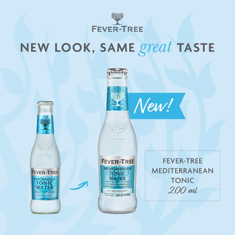 Fever-Tree Mediterranean Tonic Water - Premium Mixer - 200 ML Bottles - Pack of 24 - Naturally Sourced Ingredients