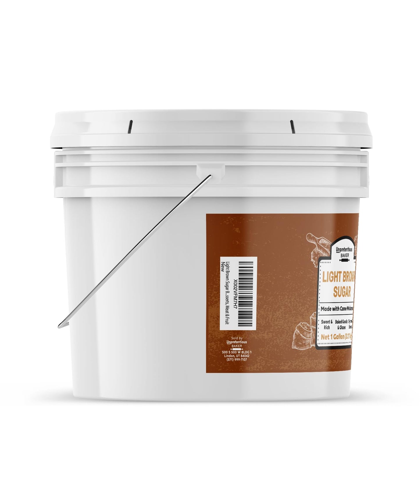 Unpretentious Light Brown Sugar, 1 Gallon, Made With Cane Molasses, Perfect For Desserts, Meat & Fruit