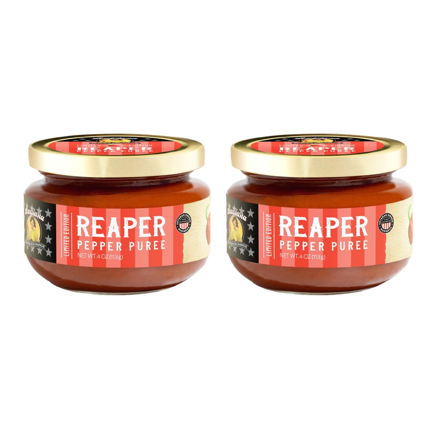 Louisiana Pepper Exchange Reaper Pepper Puree Sauce Salsa, Hot, Spicy, Chili Seasoning, Plant-Based, Gluten-Free, Replaces Reape