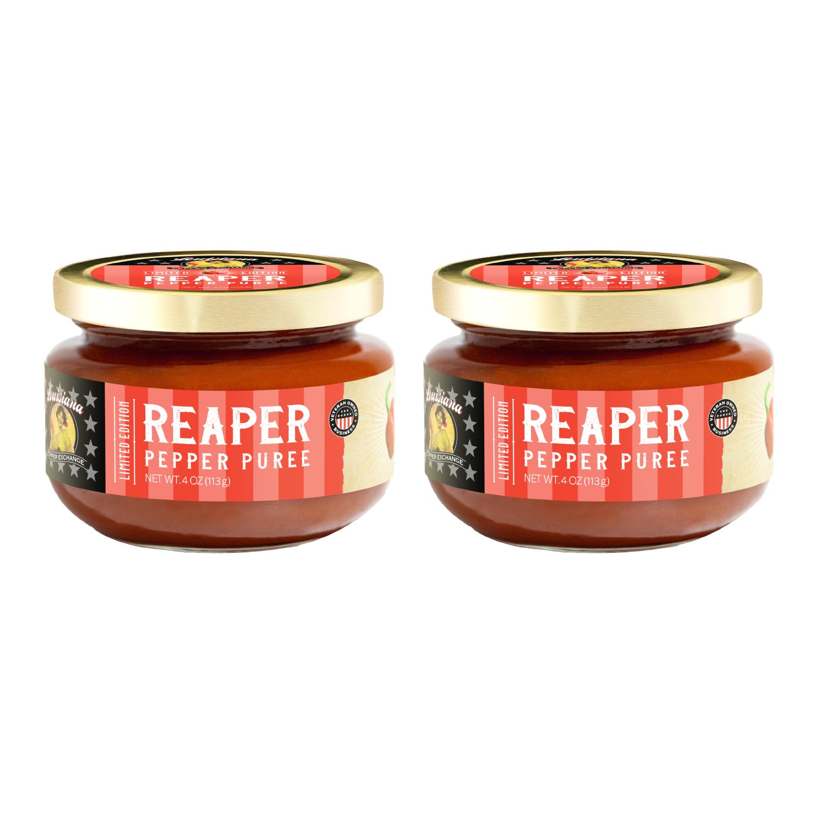 Louisiana Pepper Exchange Reaper Pepper Puree Sauce Salsa, Hot, Spicy, Chili Seasoning, Plant-Based, Gluten-Free, Replaces Reape