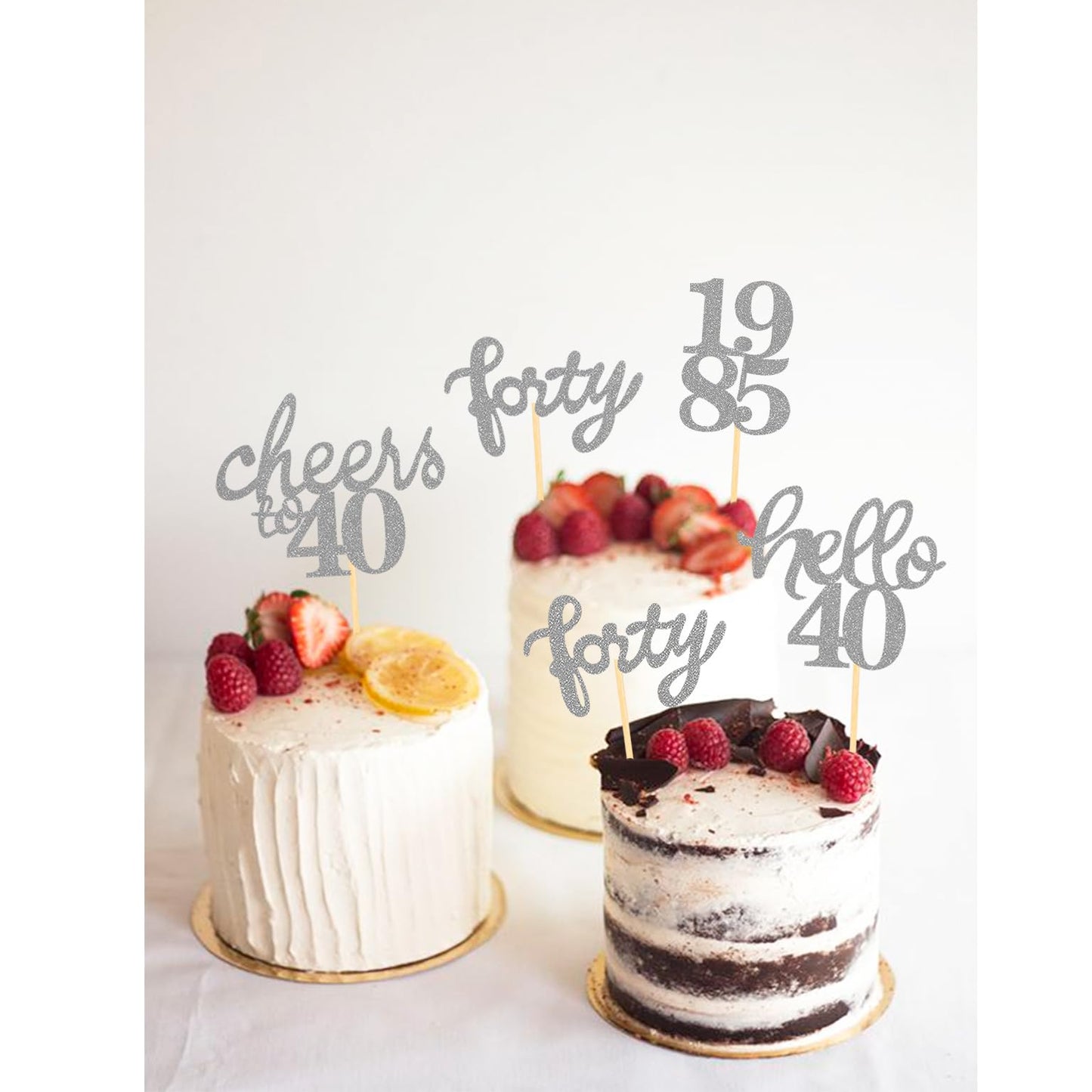 24 Pcs Glitter 40Th Birthday Cupcake Toppers For Celebrating Forty Years Old Birthday Party Decorations (Glitter Silver)