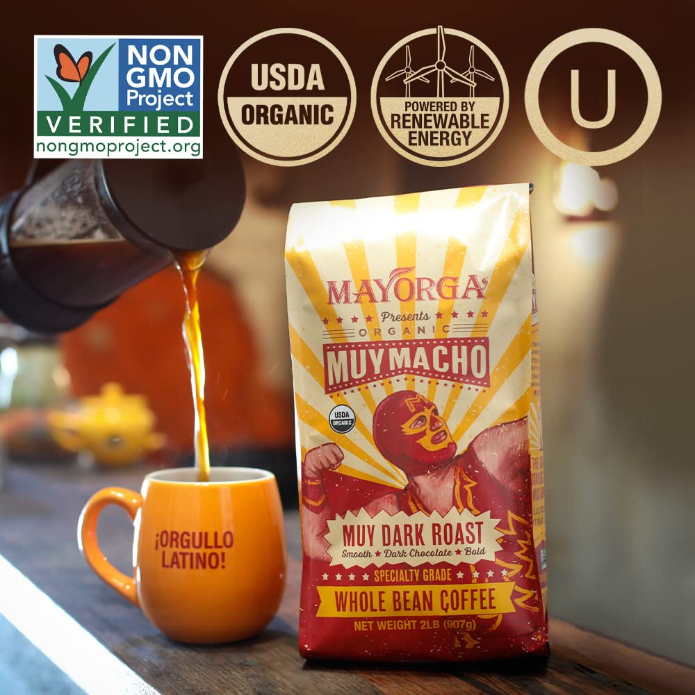 Mayorga Intense Dark Roast Coffee, 2 Lb Bag - Muy Macho Blend, The World'S Strongest Organic Coffee - 100% Arabica Whole Coffee