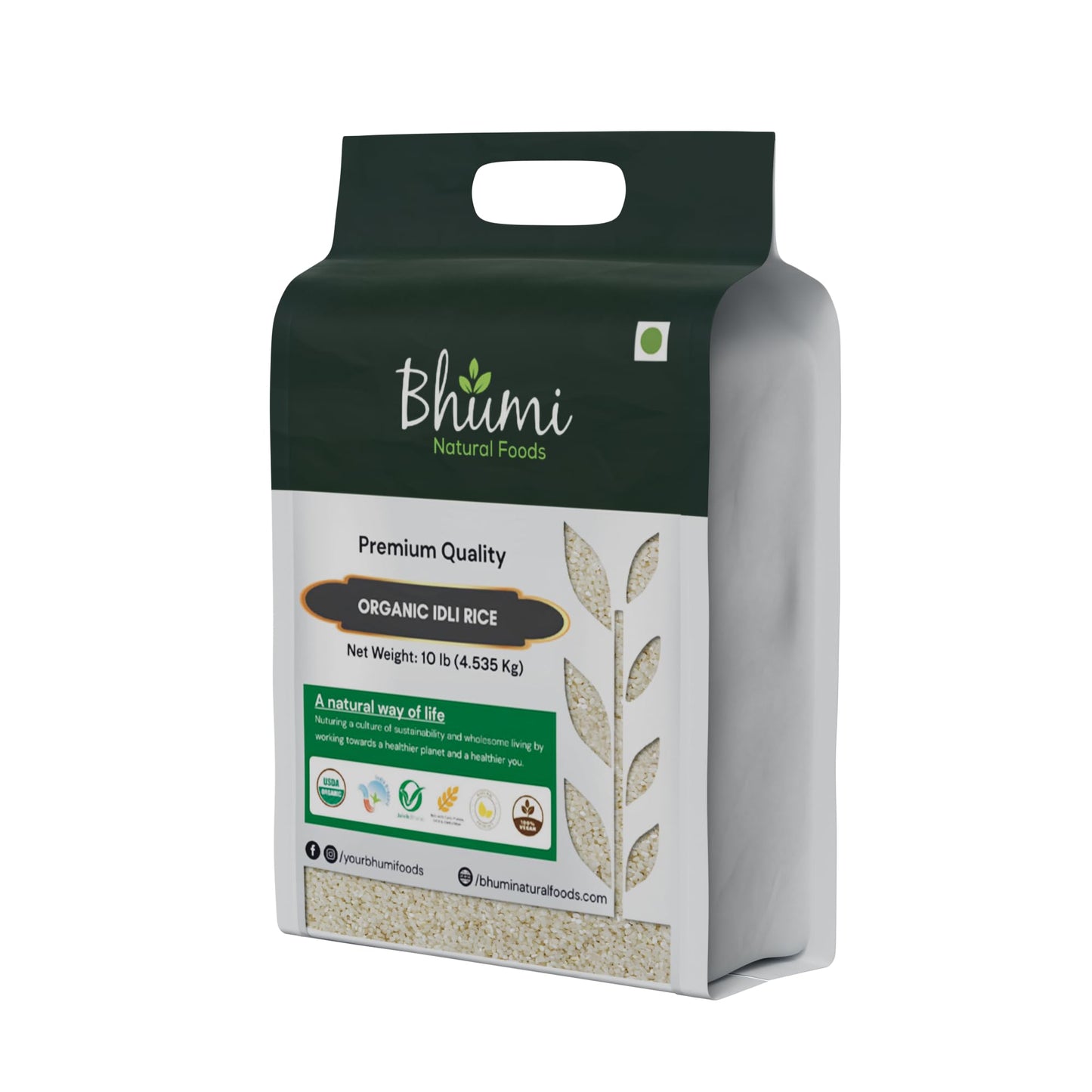 Bhumi Organic Idli Rice - USDA Organic, Non-GMO, Parboiled Short Grain, 10 Pounds