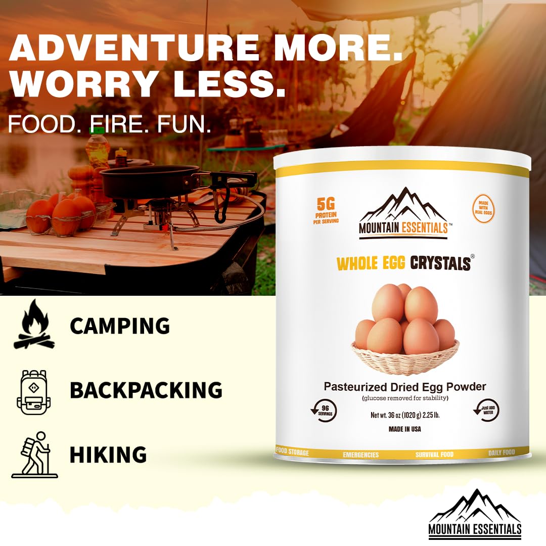 MOUNTAIN ESSENTIALS Dehydrated Whole Powdered Egg Crystals | All-Natural | Long Term Storage | 2.25 Lb Can
