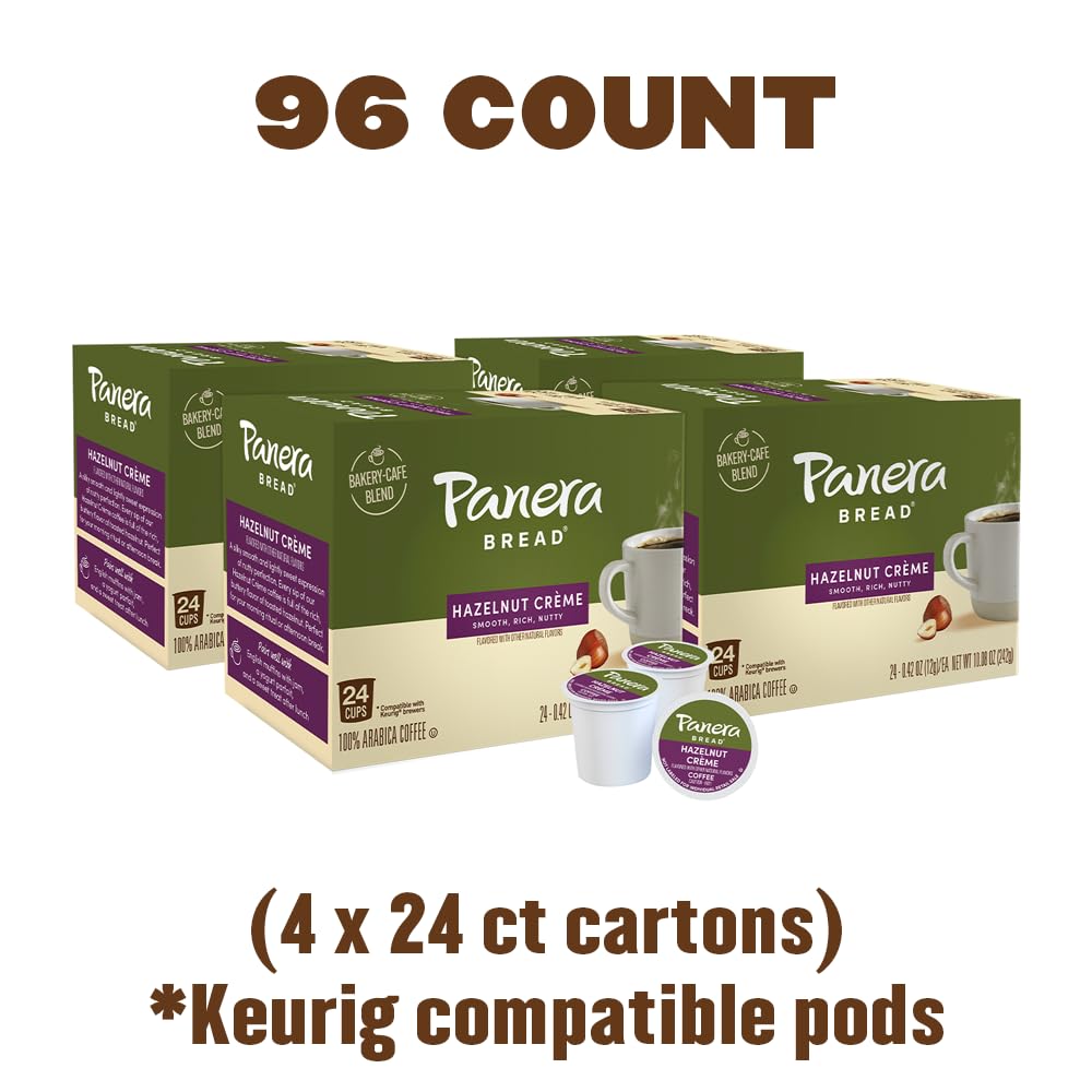 Panera Bread Hazelnut Crme Light Roast Coffee, Single Serve 96 Count Pods (4 Packs Of 24)