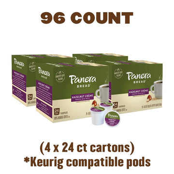 Panera Bread Hazelnut Crme Light Roast Coffee, Single Serve 96 Count Pods (4 Packs Of 24)