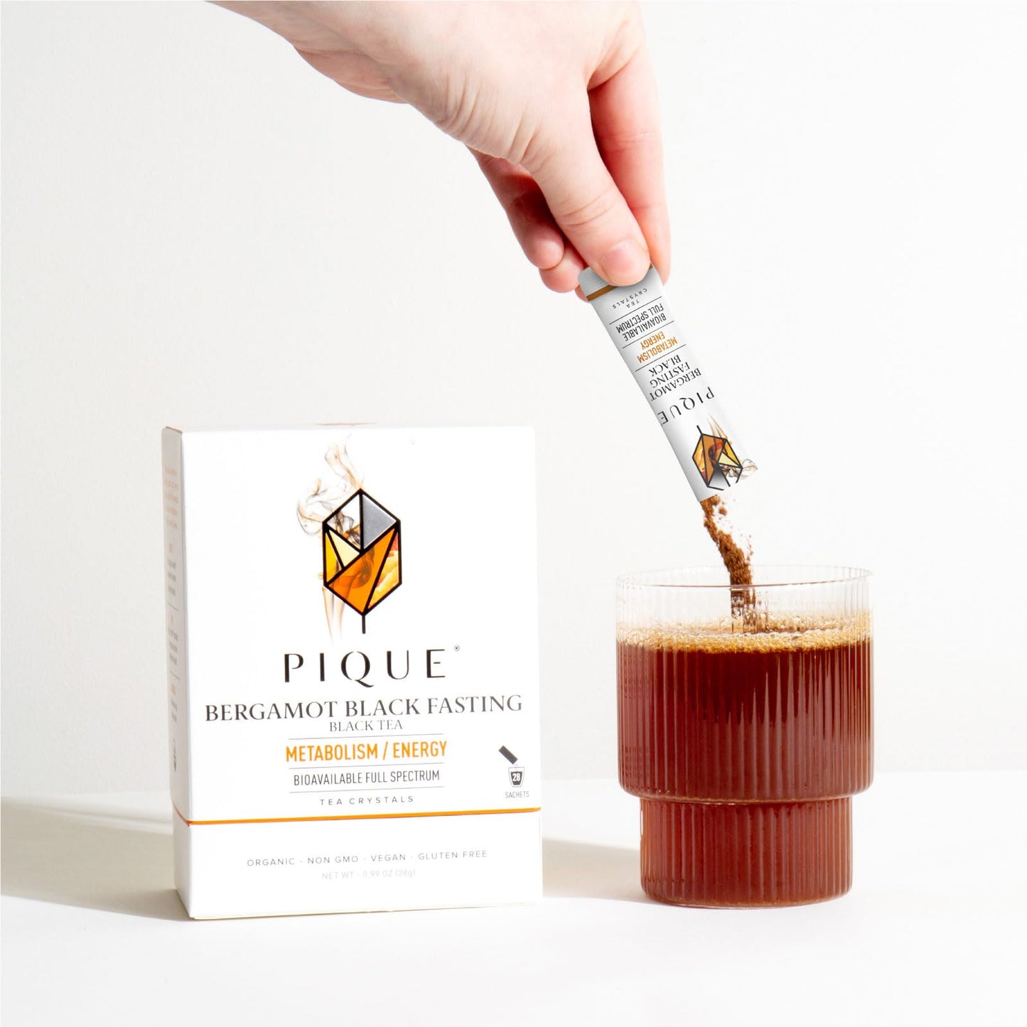 PIQUE Pique Bergamot Black Tea Crystals - High Caffeine Fasting Tea - 28 Count Pack