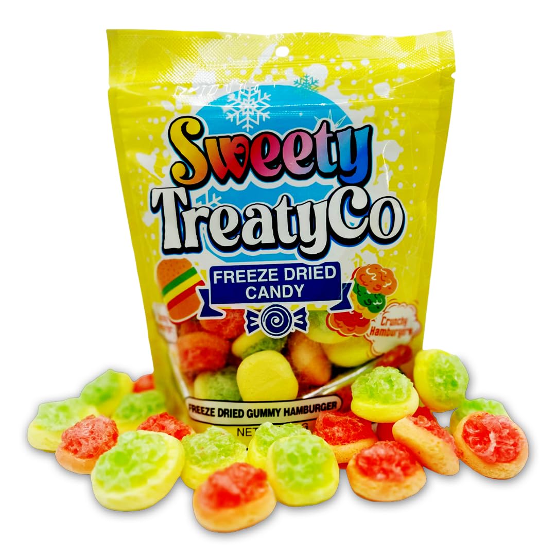 SWEETY TREATYCo. Freeze Dried Gummy Hamburger Candy - Unique Freeze Dry Gummy Candy - Perfect for Parties, Kids Treats and Trave