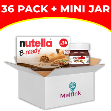 B-Ready Crispy Wafer Bars - 36 Count + Bonus Mini Glass Jar (0.88 Oz) - Delicious Nutella Spread With Hazelnut And Cocoa - Perfe