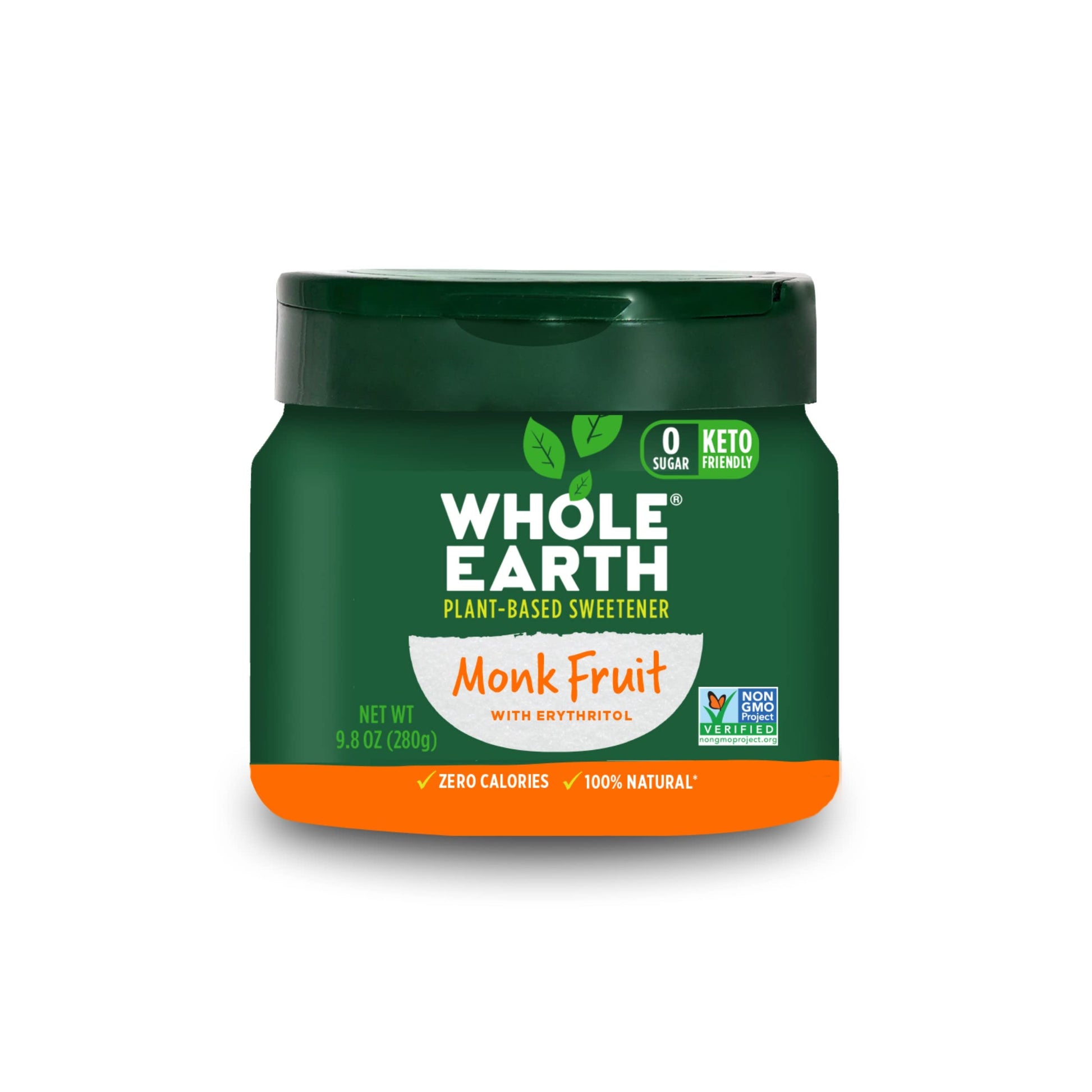 Whole Earth Plant-Based Sugar Alternative, Erythritol & Monk Fruit, 9.8oz Jar