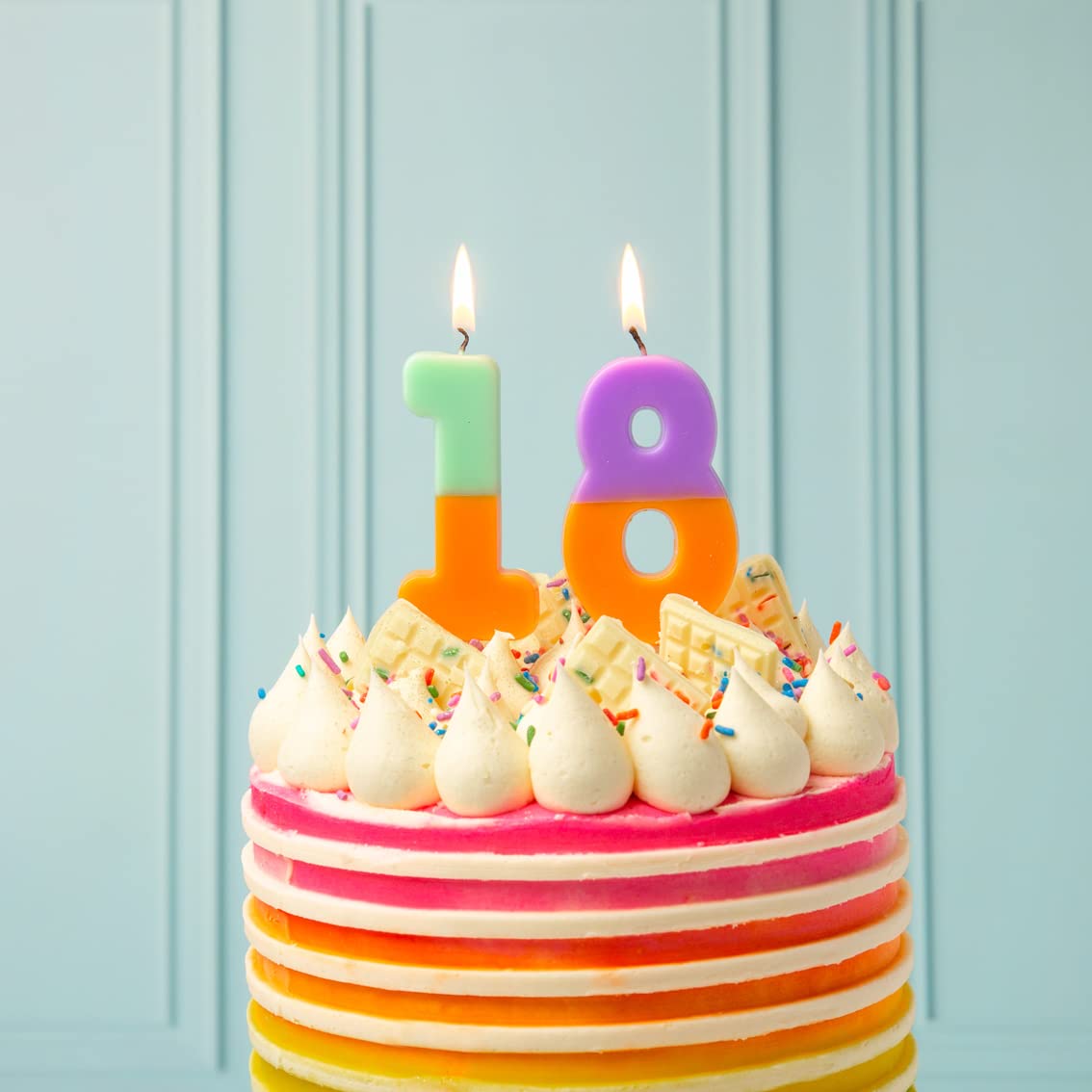 Talking Tables Orange And Pink Number 2 Candle For Cakes | Birthday Cake Topper Decorations For Kids Party, Boys, Girls 2Nd, 21S