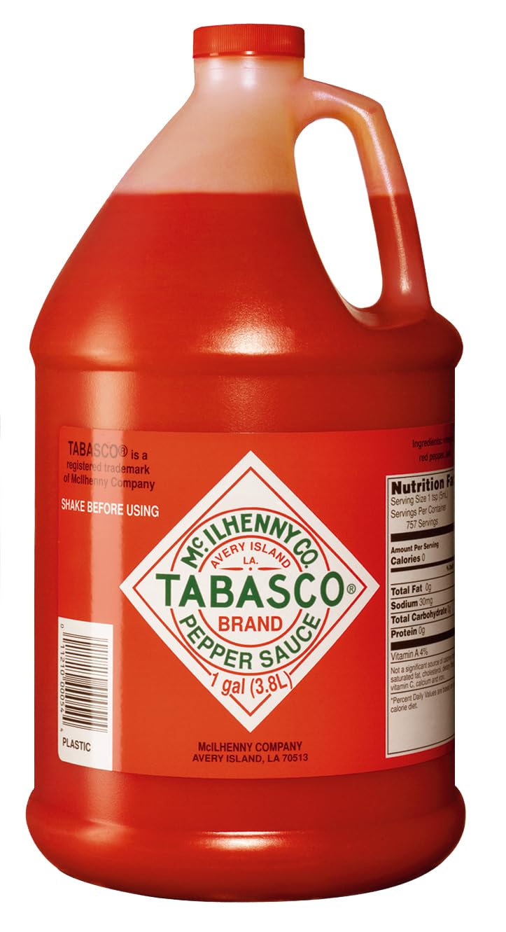 TABASCO Brand Original Red Pepper Hot Sauce, Medium Heat, Bulk Plastic Jug, Classic & Versatile, Three Simple Ingredients, For L