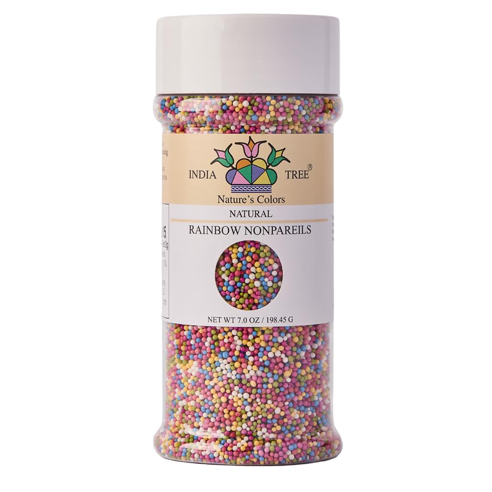 India Tree Nature's Colors Rainbow Nonpareils, 7.0 oz | Rainbow, Natural, Vegan, Red-3 Free