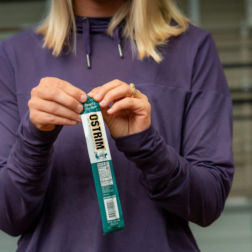 Ostrim Grass-Fed Beef & Elk Jerky Snack Sticks-Sweet & Spicy Flavor, 1.5 Oz (Pack Of 10)