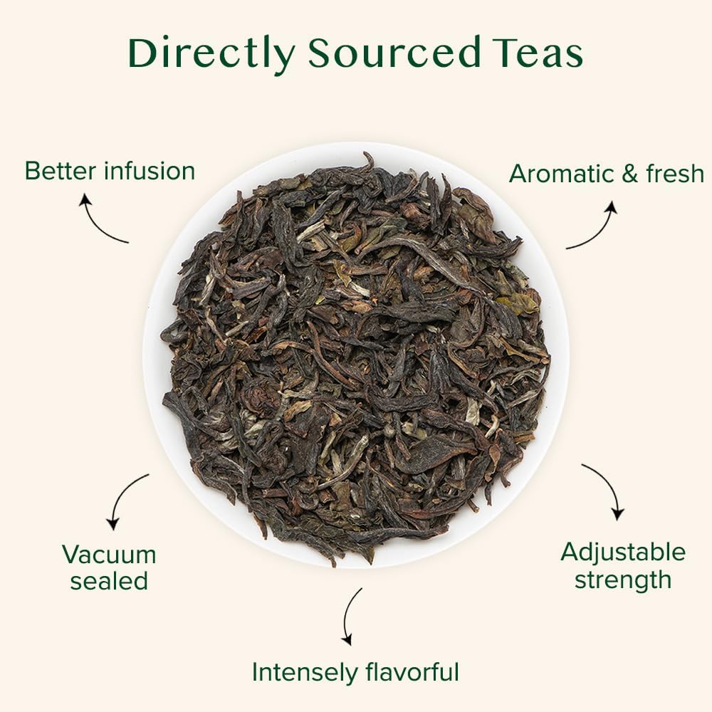 Vahdam, First Flush Darjeeling Tea - 170+ Cups (340G/12Oz) Loose Leaf Black Tea - Flowery, Aromatic & Delicious | Mellow & Fragr