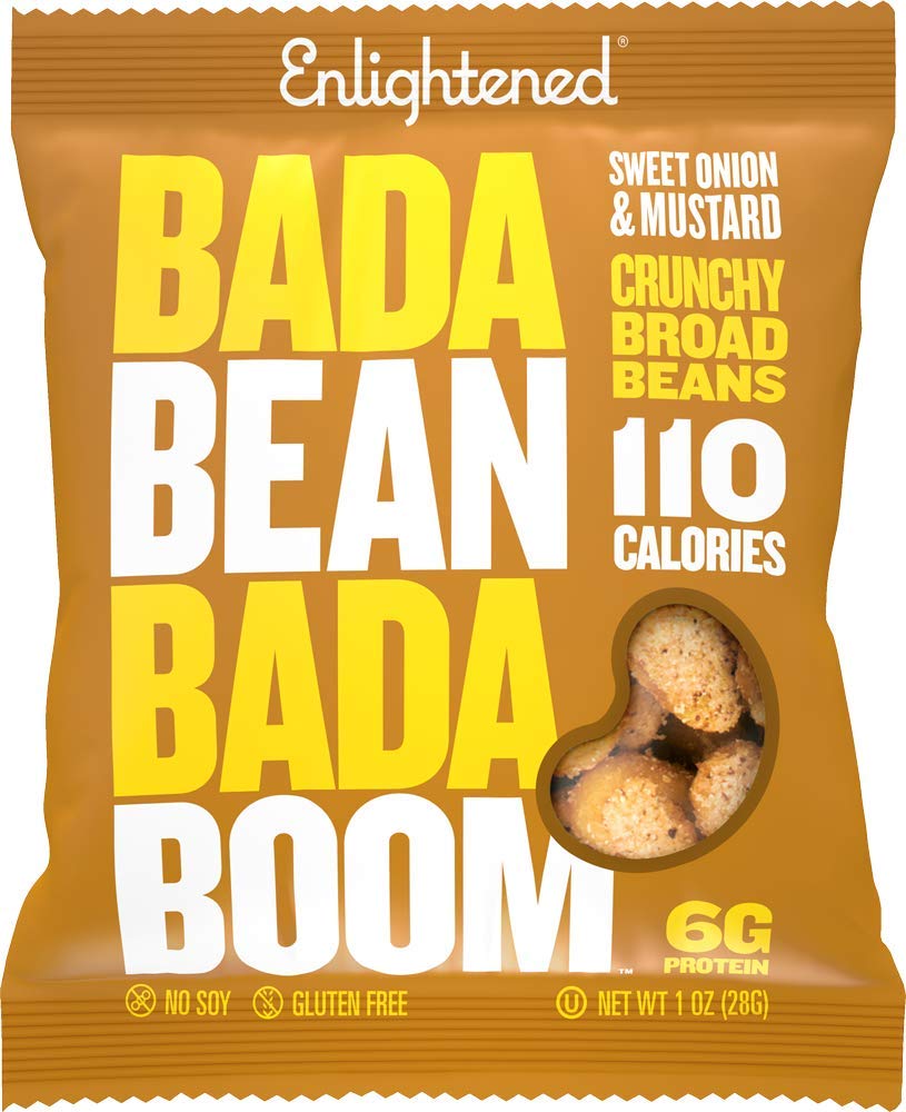 Enlightened Bada Bean Bada Boom Plant-Based Protein Snacks, Gluten Free, Onion & Mustard, 1 Ounce (Pack of 24)