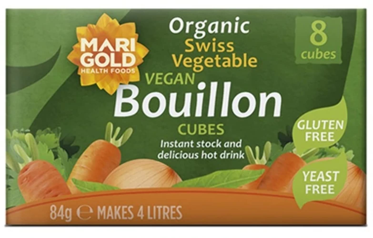 Marigold Organic Yeast Free Stock Cube, 84g, Green, 1 Count, MRG-5970