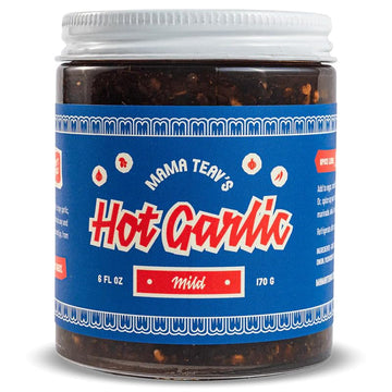 Mama Teav's Hot Garlic Chili Crisp - Mild Spice Umami Crunchy Chili Oil Condiment - All Natural Vegan Healthy - Cold-Pressed Gra