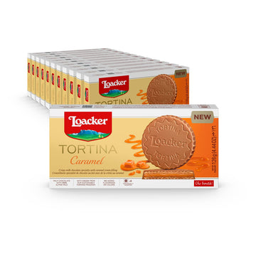 Loacker Tortina Caramel - Milk Chocolate Wafer Tartlets with Caramel Cream - Pack of 12, 4.41 Ounce