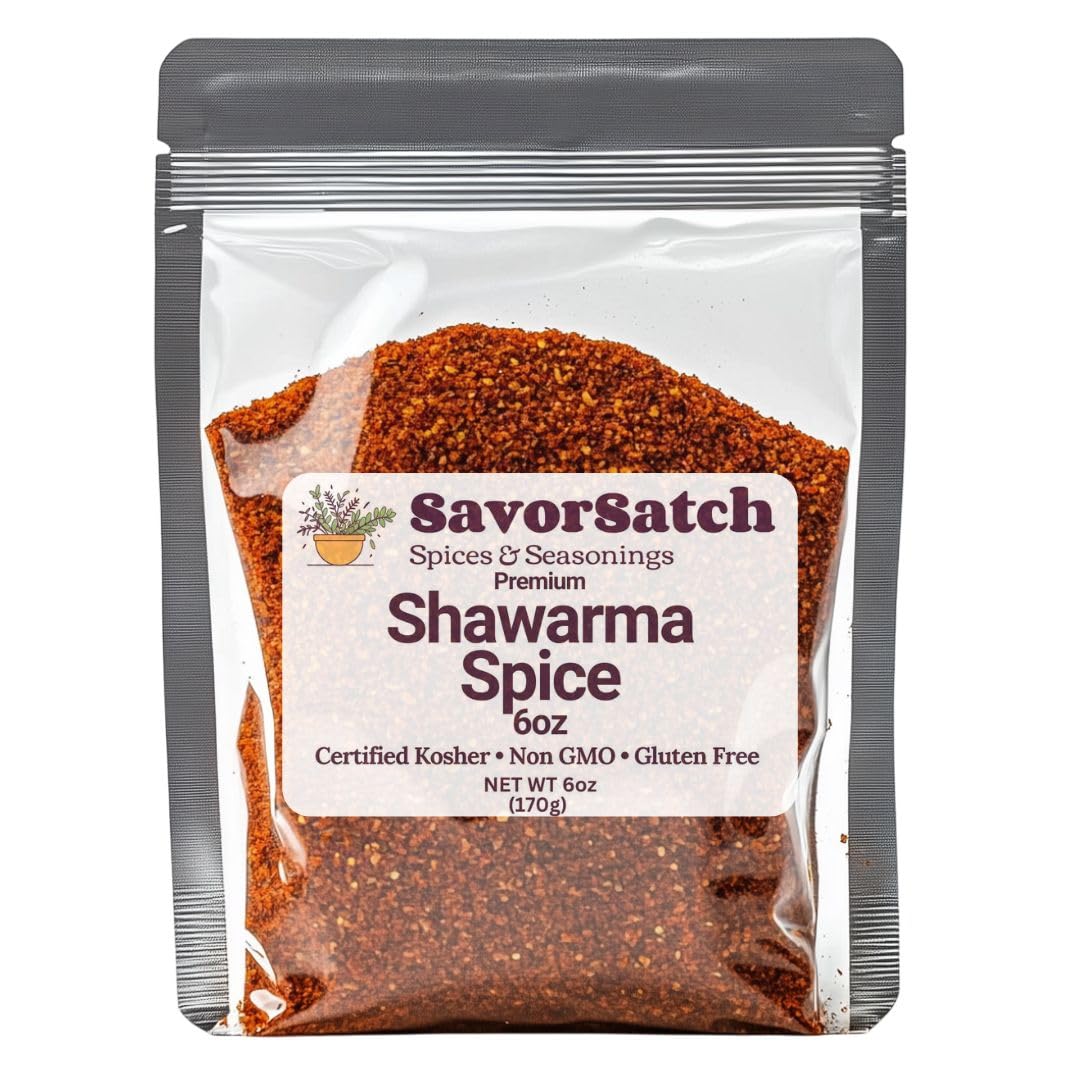 SavorSatch Shawarma Seasoning Blend - 6 oz Resealable Pouch | Middle Eastern & Mediterranean Spice Mix | Certified Kosher, Flavo