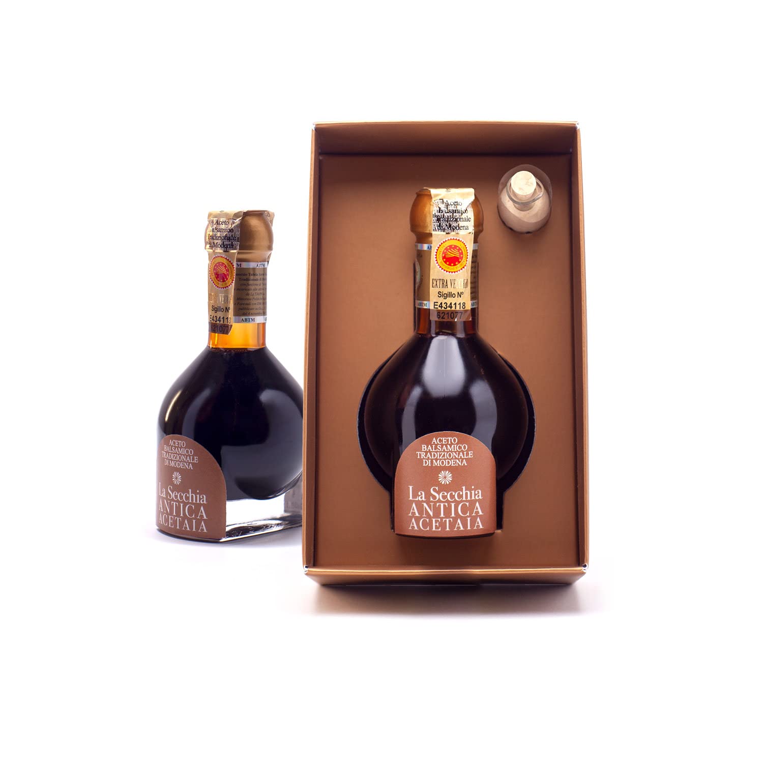 LA SECCHIA Balsamic Vinegar of Modena, Aged 25 Years, 100 ml Bottle, Gift Box, Blown Glass Dispenser, Extra Vecchio