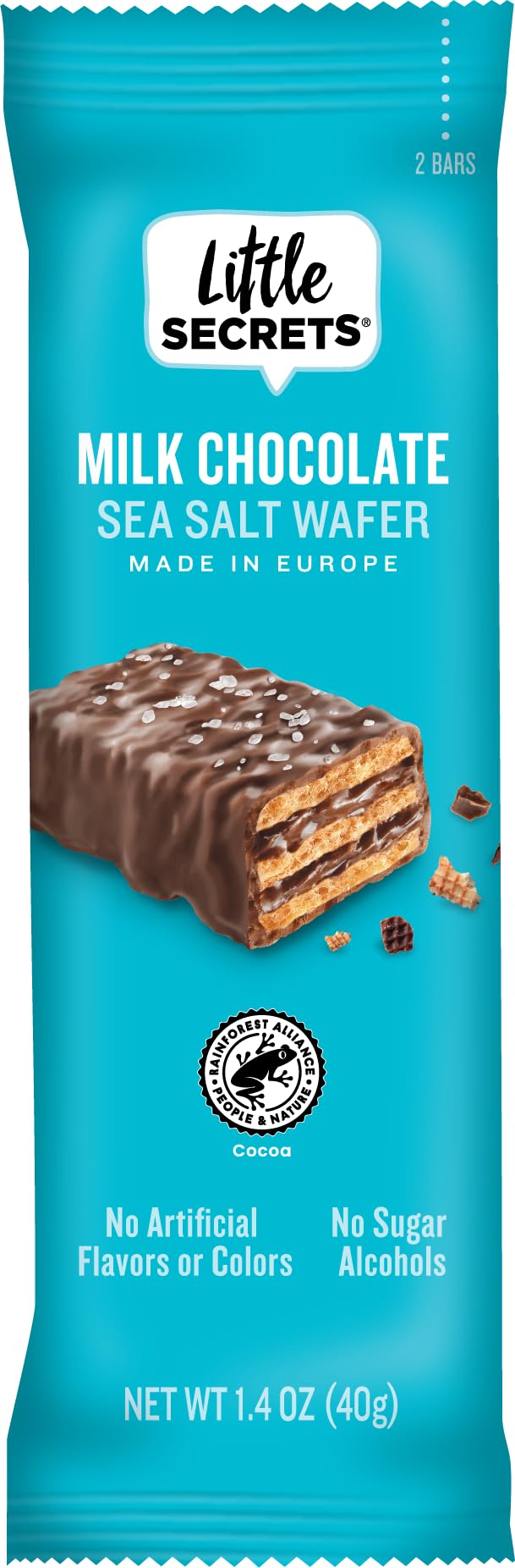 Little Secrets Milk Chocolate Crispy Wafers, 1 Twin Pack, 1.4oz, Made in Europe, No Artificial Ingredients, Sustainable Cocoa