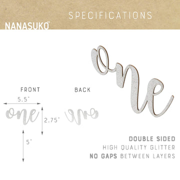 Nanasuko 1St Birthday Cake Topper - One - Double Sided Silver Glitter - Premium Quality Made In Usa