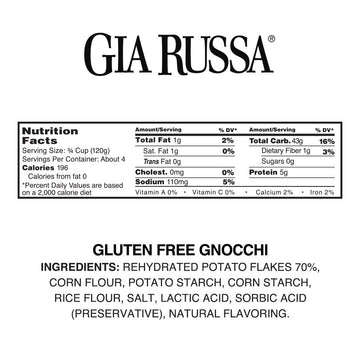 Gia Russa Gluten Free Gnocchi With Potato - Gluten Free Pasta, Potato Gnocchi, Traditional Italian Potato Gnocchi, Vegan Pasta,