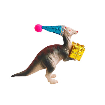 Parasaurolophus Dinosaur Cake Toppers, Parasaurolophus Dinosaur Cake Topper With Birthday Party Hat For Boys Girls Wild One Birt