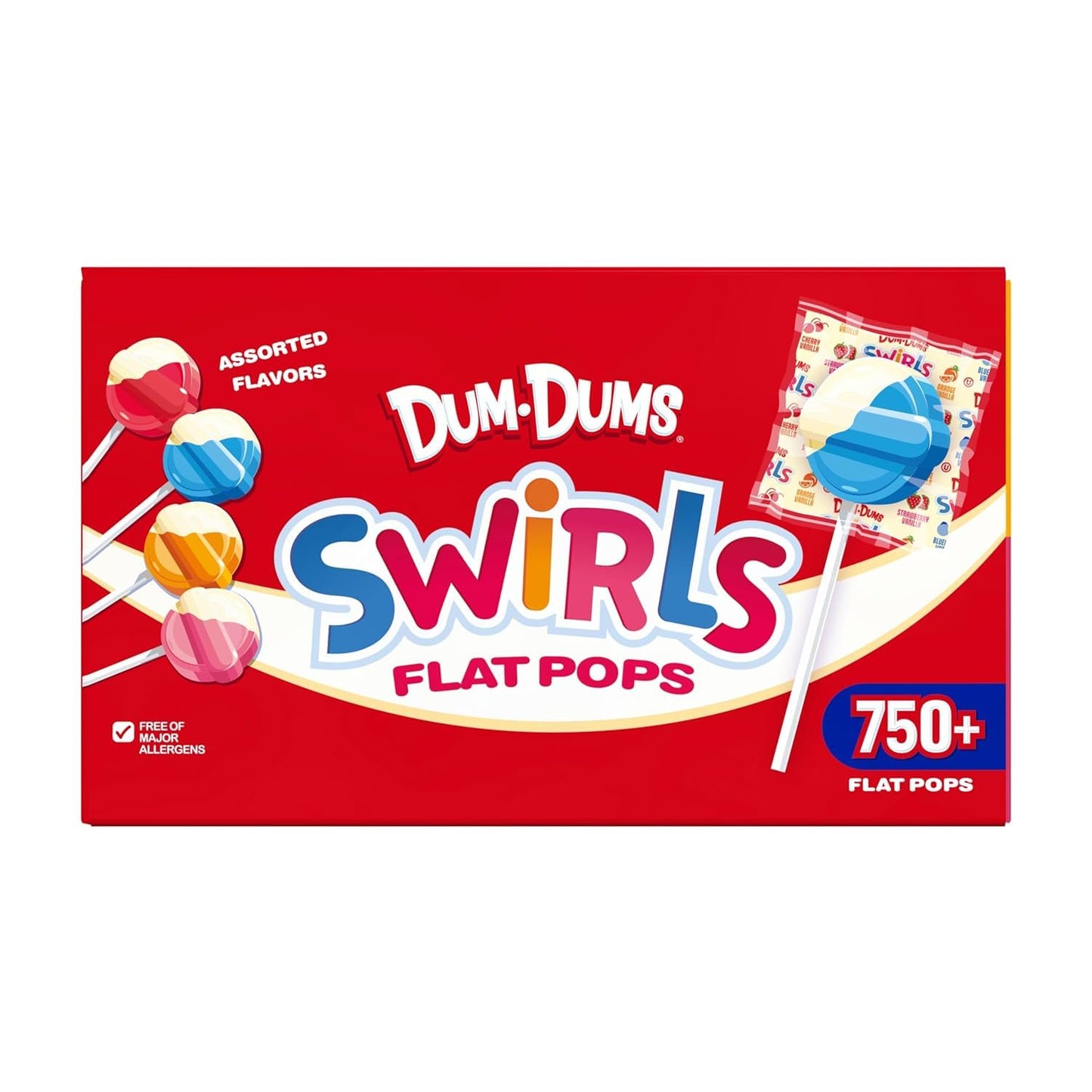 Dum Dums - Swirls Flat Lollipops Individually Wrapped - Classic Suckers & Lollipops For Kids, Toddler Pops, Bulk Candy Suckers -