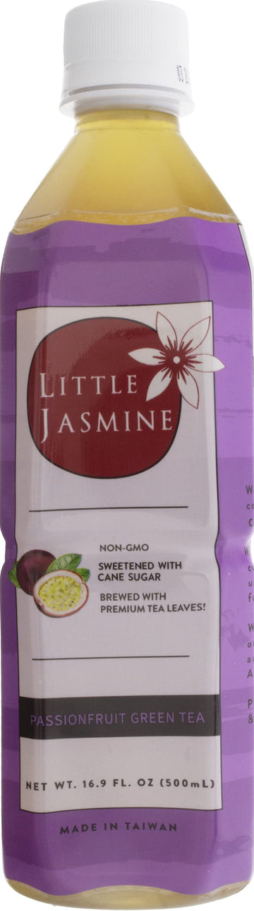Little Jasmine Passion Fruit Flavored Green Tea, Sweetened with Cane Sugar, Ready to Drink, Non GMO, 16.9 Fluid Ounces (Pack Of 