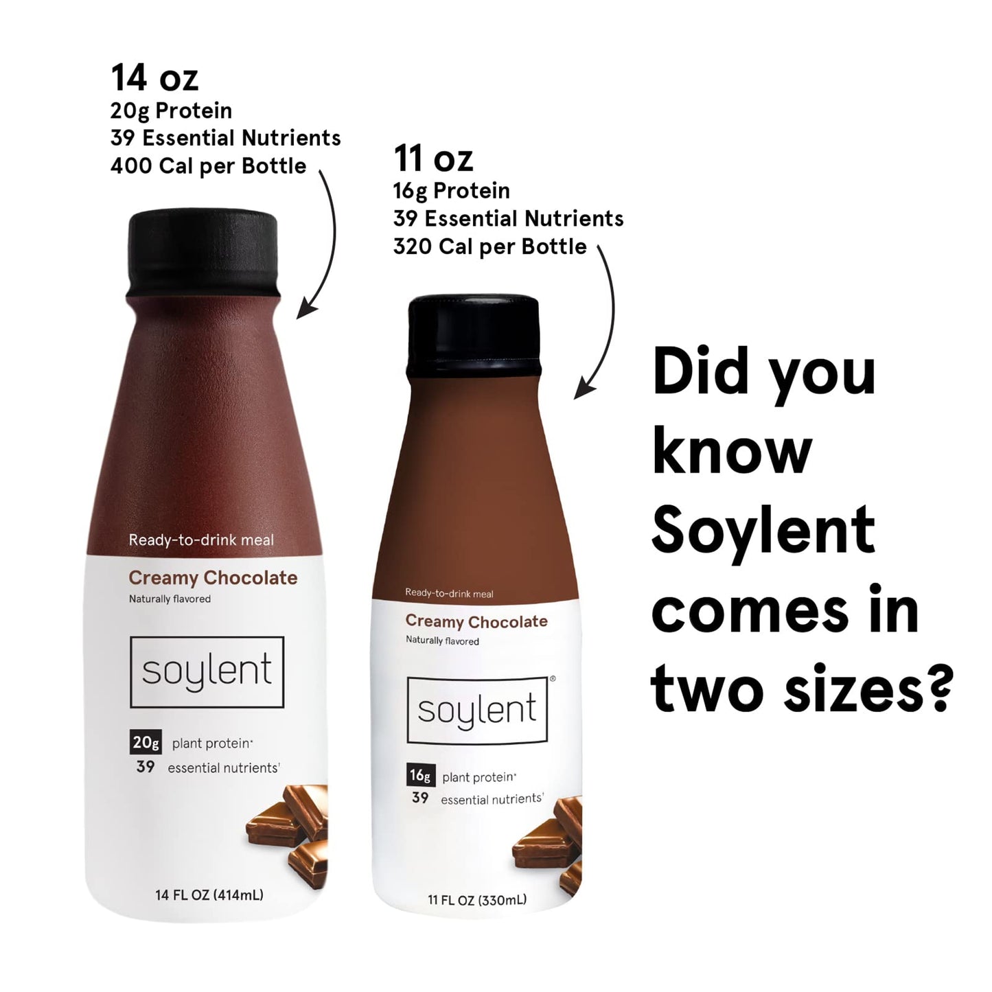 Soylent Chocolate Meal Replacement Shake, Contains 16g Complete Vegan Protein, Ready-to-Drink, 11oz, 24 Pack